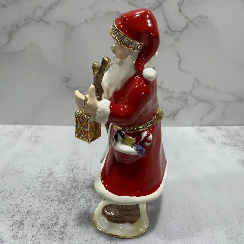 Bejeweled Enameled Santa Claus Trinket Box Ciel Collectables